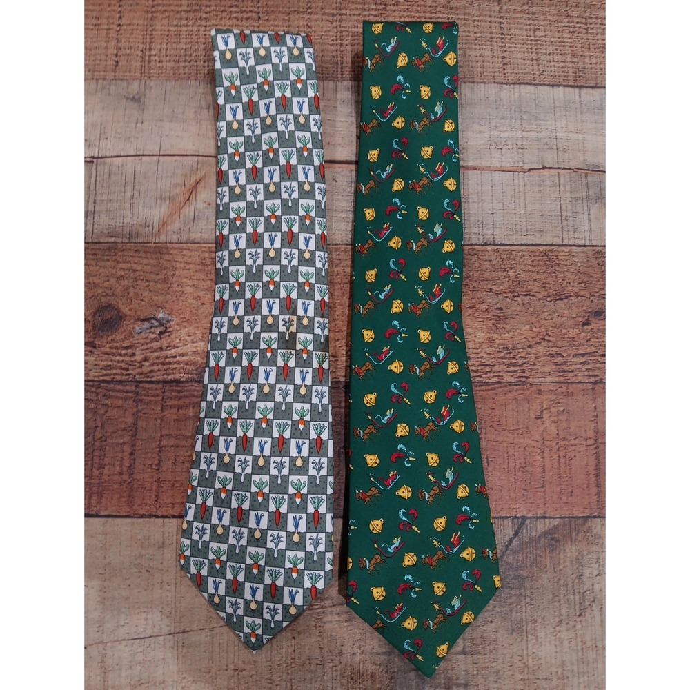 Hermès 100% Silk Ties  Multicolor Made in France Lot Of 2